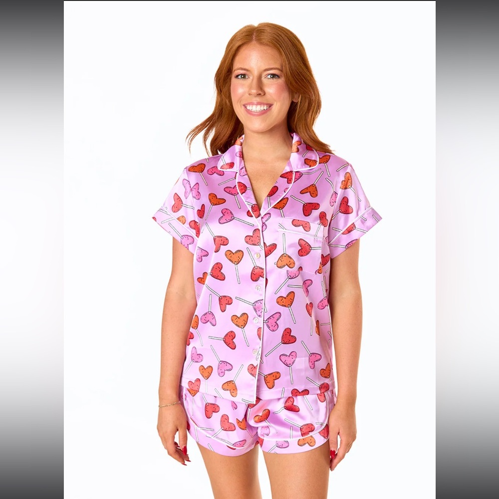 Buddy Love Brand Sucker Heart Satin Pajama Set